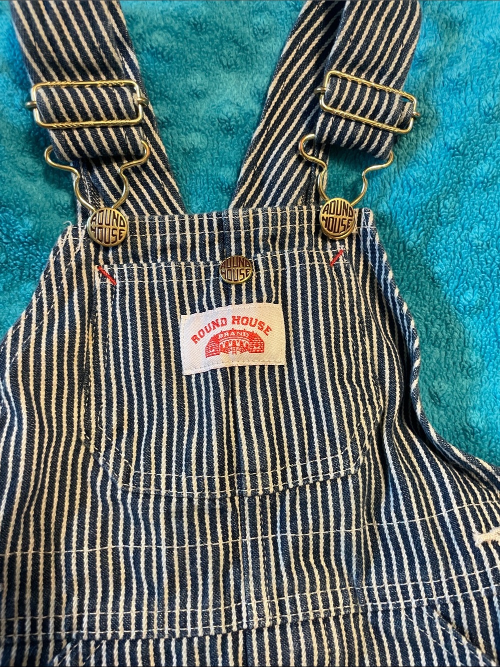 Round House Kids' Navy & White Striped Overalls